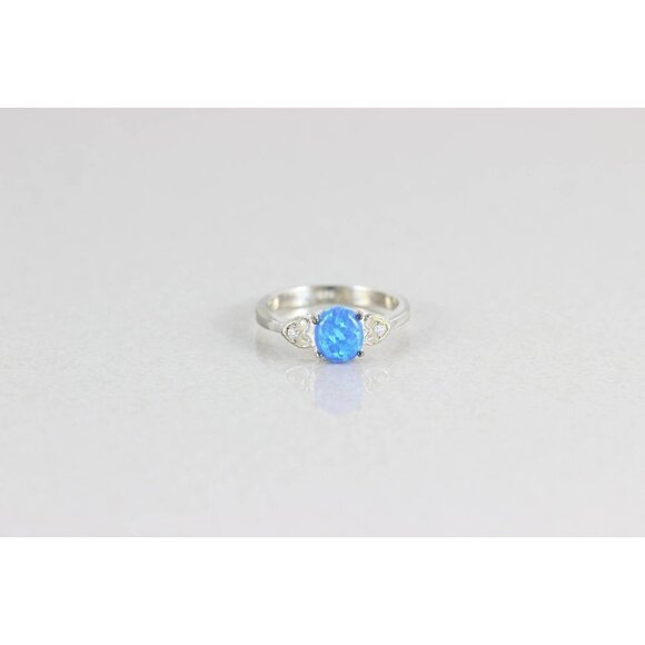 Jewelry - Sterling Silver Opal and CZ Ring Size 8 1/4